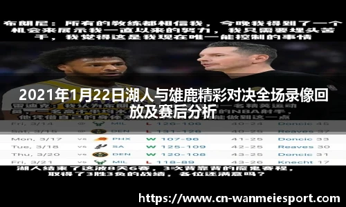 2021年1月22日湖人与雄鹿精彩对决全场录像回放及赛后分析